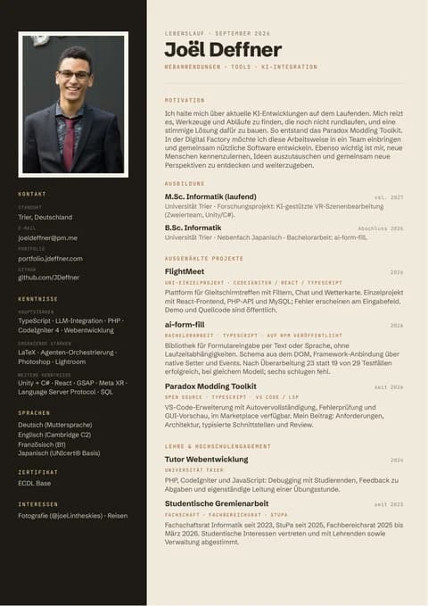 German CV, one-page document