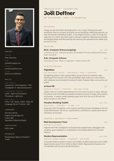 English CV, one-page document